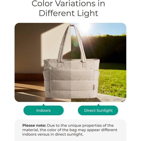 Ultra-Light Puffer Tote for Women - Versatile Handbag for Work & Travel - Picture 3 of 6